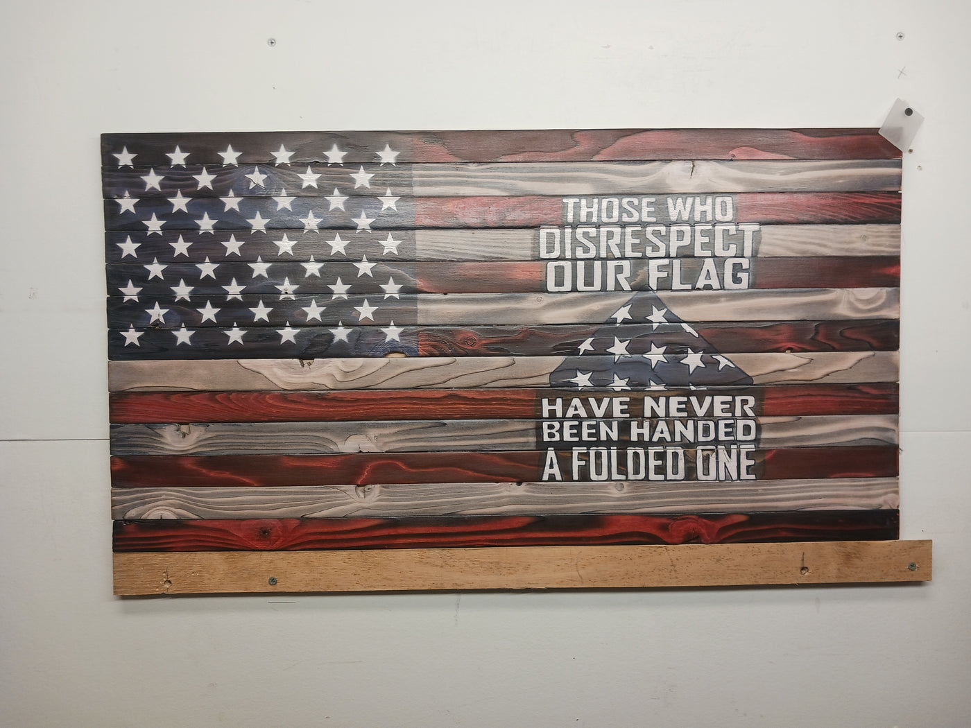 Patriotic, custom, rustic wooden flag,