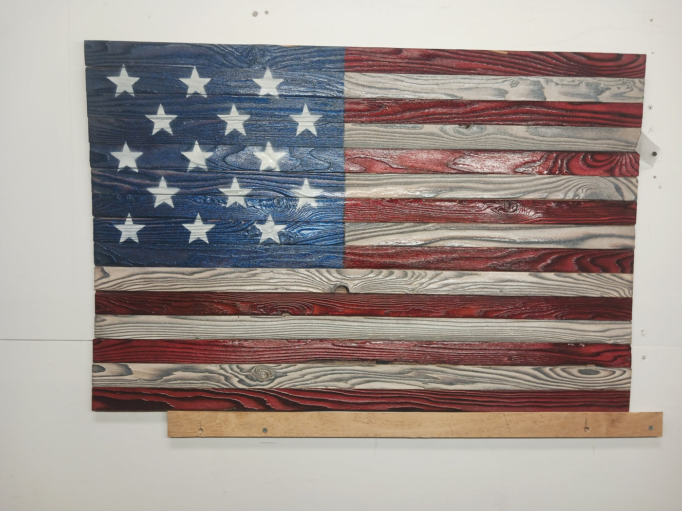 Patriotic, rustic wooden flag, Fort McHenry